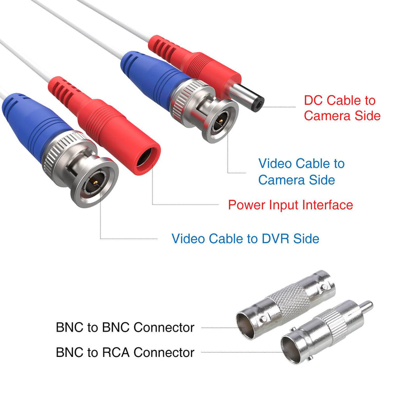 100/150 Feet (30/45 Meters) 2-in-1 Video Power Cable