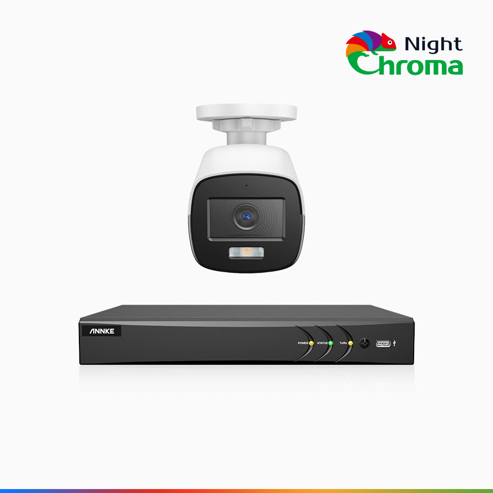 NightChroma<sup>TM</sup>  NAK500 - Updated Version, 3K 8 Channel 1 Camera TVI Security System, Acme Colour Night Vision, 2960 × 1665 Resolution, f/1.0 Aperture (0.001 Lux), Built-in Microphone, IP67