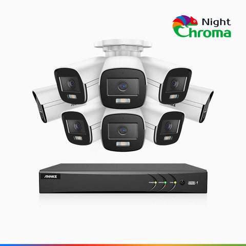 NightChroma<sup>TM</sup>  NAK500 - Updated Version, 3K 8 Channel 8 Cameras TVI Security System, Acme Colour Night Vision, 2960 × 1665 Resolution, f/1.0 Aperture (0.001 Lux), Built-in Microphone, IP67
