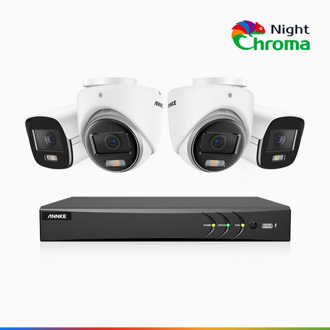NightChroma<sup>TM</sup>  NAK500 - Updated Version, 3K 8 Channel TVI Security System with 2 Bullet & 2 Turret Cameras, Acme Colour Night Vision, 2960 × 1665 Resolution, f/1.0 Aperture (0.001 Lux), Built-in Microphone, IP67