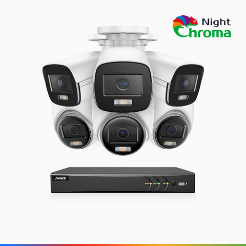 NightChroma<sup>TM</sup>  NAK500 - Updated Version, 3K 8 Channel TVI Security System with 3 Bullet & 3 Turret Cameras, Acme Colour Night Vision, 2960 × 1665 Resolution, f/1.0 Aperture (0.001 Lux), Built-in Microphone, IP67
