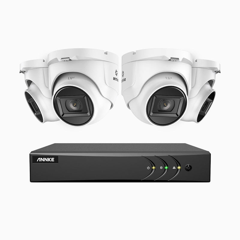 EL200 - 1080p 4 Channel Outdoor Wired Security CCTV System with 4 Cameras, 3.6 MM Lens, Smart DVR with Human & Vehicle Detection, 66 ft Infrared Night Vision, 4-in-1 Output Signal, IP67