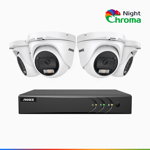 NightChroma<sup>TM</sup> NAK200 - 1080P 4 Channel 4 Cameras Wired CCTV System, Acme Colour Night Vision, f/1.0 Super Aperture, 0.001 Lux, 121° FoV, Active Alignment