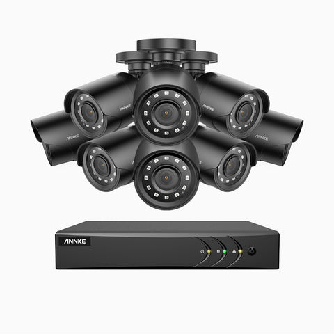 E200 – 1080p 16 Channel 8 Cameras Outdoor Wired CCTV System, Smart DVR with Human & Vehicle Detection, H.265+, 100 ft Infrared Night Vision