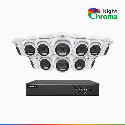 NightChroma<sup>TM</sup> NAK200 - 1080P 16 Channel 12 Cameras Wired CCTV System, Acme Colour Night Vision, f/1.0 Super Aperture, 0.001 Lux, 121° FoV, Active Alignment