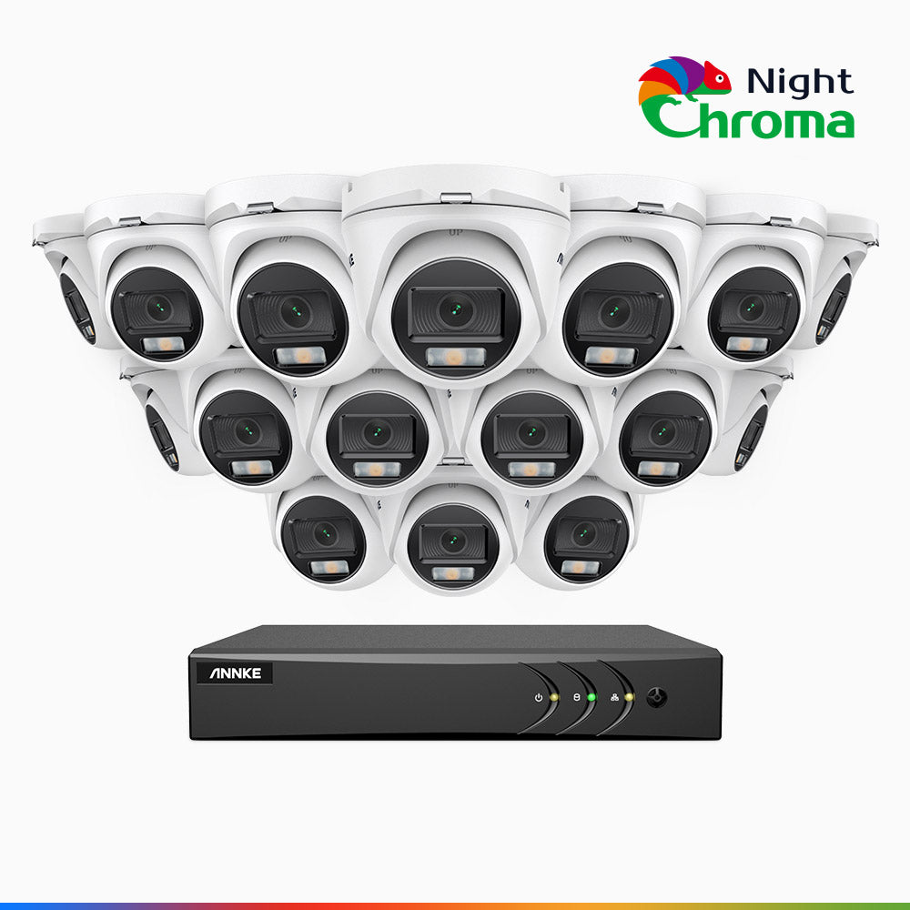 NightChroma<sup>TM</sup> NAK200 - 1080P 16 Channel 16 Cameras Wired CCTV System, Acme Colour Night Vision, f/1.0 Super Aperture, 0.001 Lux, 121° FoV, Active Alignment