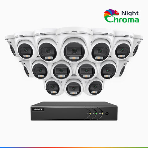 NightChroma<sup>TM</sup> NAK200 - 1080P 16 Channel 16 Cameras Wired CCTV System, Acme Colour Night Vision, f/1.0 Super Aperture, 0.001 Lux, 121° FoV, Active Alignment