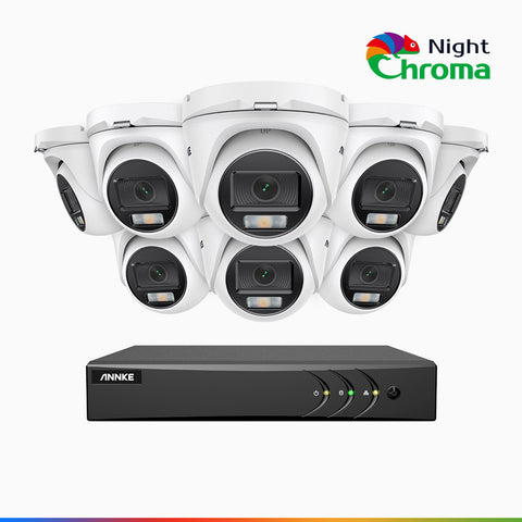 NightChroma<sup>TM</sup> NAK200 - 1080P 16 Channel 8 Cameras Wired CCTV System, Acme Colour Night Vision, f/1.0 Super Aperture, 0.001 Lux, 121° FoV, Active Alignment