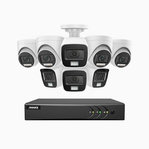 ADLK500 - 3K 16 Channel Wired Security System with 4 Bullet & 4 Turret Cameras, Colour & IR Night Vision, 3072*1728 Resolution, f/1.2 Super Aperture, 4-in-1 Output Signal, Built-in Microphone, IP67