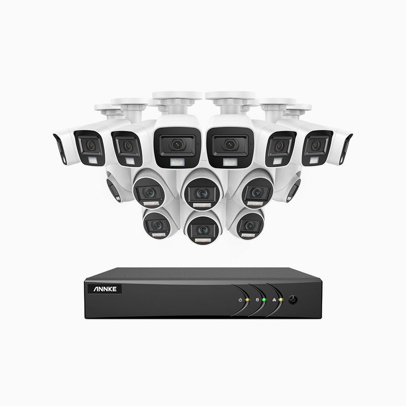 ADLK500 - 3K 16 Channel Wired Security System with 8 Bullet & 8 Turret Cameras, Colour & IR Night Vision, 3072*1728 Resolution, f/1.2 Super Aperture, 4-in-1 Output Signal, Built-in Microphone, IP67