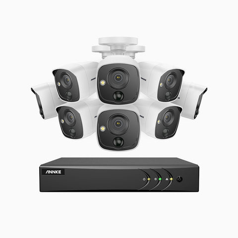 EP200 – 1080p 16 Channel 8 PIR Cameras Outdoor Wired CCTV System, H.265+ Smart DVR with Human & Vehicle Detection, Accurate Alerts, White Light Alarm, 100 ft EXIR Night Vision