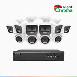 NightChroma<sup>TM</sup> NAK200 - 1080P 16 Channel Wired CCTV System with 6 Bullet & 4 Turret Cameras, Acme Colour Night Vision, f/1.0 Super Aperture, 0.001 Lux, 121° FoV, Active Alignment