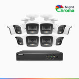 NightChroma<sup>TM</sup> NAK200 - 1080P 16 Channel 10 Cameras Wired CCTV System, Acme Colour Night Vision, f/1.0 Super Aperture, 0.001 Lux, 121° FoV, Active Alignment