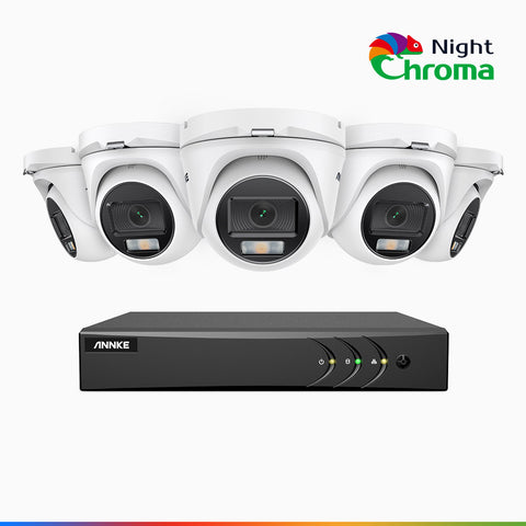 NightChroma<sup>TM</sup> NAK200 - 1080P 8 Channel 5 Cameras Wired CCTV System, Acme Colour Night Vision, f/1.0 Super Aperture, 0.001 Lux, 121° FoV, Active Alignment