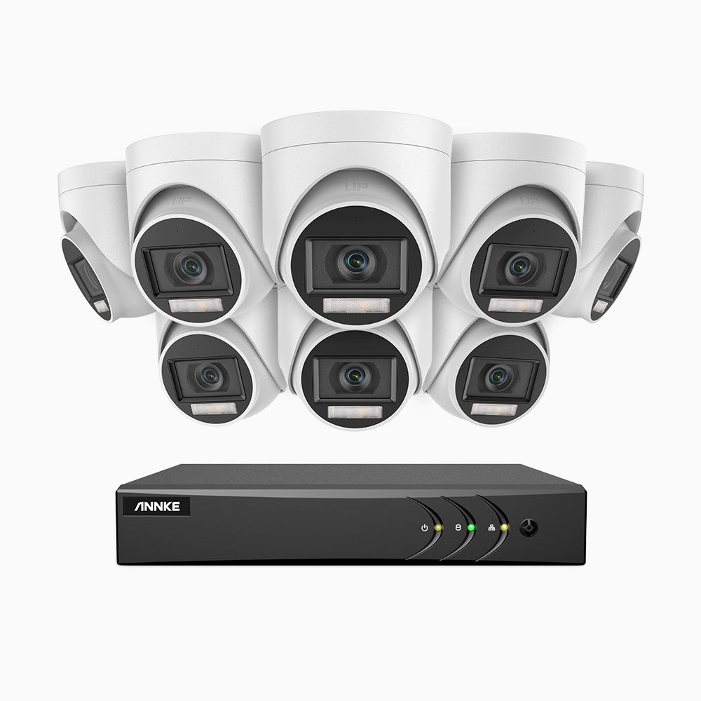 ADLK500 - 3K 8 Channel 8 Dual Light Cameras Wired Security System, Colour & IR Night Vision, 3072*1728 Resolution, f/1.2 Super Aperture, 4-in-1 Output Signal, Built-in Microphone, IP67