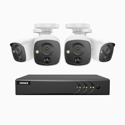 EP200 – 1080p 8 Channel 4 PIR Cameras Outdoor Wired CCTV System, H.265+ Smart DVR with Human & Vehicle Detection, Accurate Alerts, White Light Alarm, 100 ft EXIR Night Vision