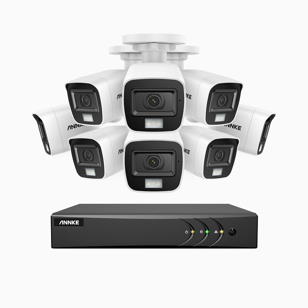 ADLK200 - 1080P 8 Channel 8 Dual Light Cameras Wired Security System, Colour & IR Night Vision, 4-in-1 Output Signal, Built-in Microphone, IP67 Weatherproof