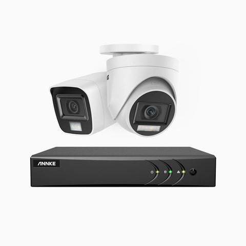 ADLK200 - 1080P 8 Channel Wired Security System with 1 Bullet & 1 Turret Cameras, Colour & IR Night Vision, 4-in-1 Output Signal, Built-in Microphone, IP67 Weatherproof