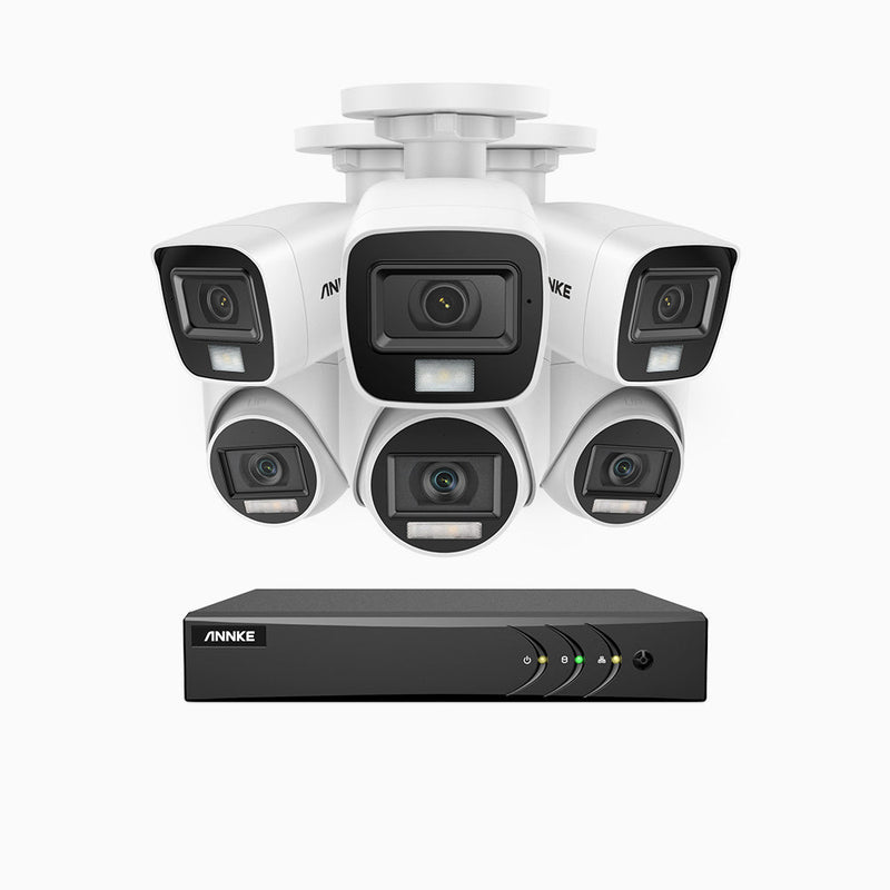 ADLK200 - 1080P 8 Channel Wired Security System with 3 Bullet & 3 Turret Cameras, Colour & IR Night Vision, 4-in-1 Output Signal, Built-in Microphone, IP67 Weatherproof