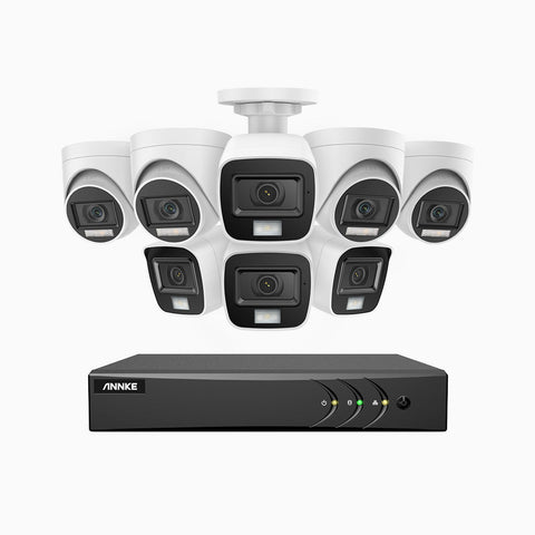 ADLK200 - 1080P 8 Channel Wired Security System with 4 Bullet & 4 Turret Cameras, Colour & IR Night Vision, 4-in-1 Output Signal, Built-in Microphone, IP67 Weatherproof
