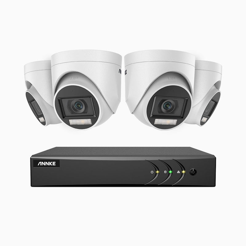 ADLK200 - 1080P 8 Channel 4 Dual Light Cameras Wired Security System, Color & IR Night Vision, 4-in-1 Output Signal, Built-in Microphone, IP67 Weatherproof