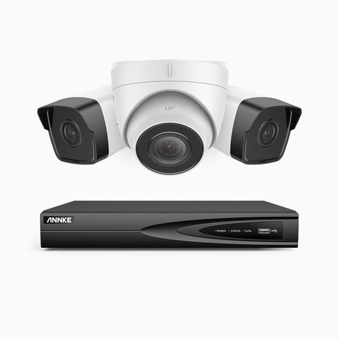 H500 - 5MP 4 Channel PoE CCTV System with 2 Bullet & 1 Turret Cameras, EXIR 2.0 Night Vision, Built-in Mic & SD Card Slot, RTSP Supported, Works with Alexa, IP67