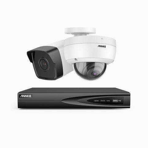 H500 - 5MP 4 Channel PoE CCTV System with 1 Bullet & 1 Dome Cameras, EXIR 2.0 Night Vision, Built-in Mic & SD Card Slot, RTSP Supported, Works with Alexa, IP67