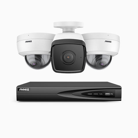 H500 - 5MP 4 Channel PoE CCTV System with 1 Bullet & 2 Dome Cameras, EXIR 2.0 Night Vision, Built-in Mic & SD Card Slot, RTSP Supported, Works with Alexa, IP67