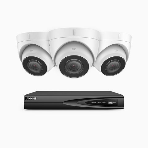 H500 - 5MP 4 Channel 3 Cameras PoE Security CCTV System, EXIR 2.0 Night Vision, Built-in Mic & SD Card Slot, RTSP Supported, Works with Alexa, IP67