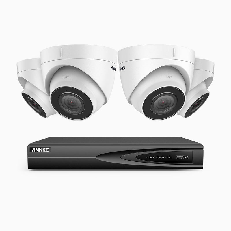 H500 - 5MP 4 Channel 4 Cameras PoE Security CCTV System, EXIR 2.0 Night Vision, Built-in Mic & SD Card Slot, RTSP Supported, Works with Alexa, IP67