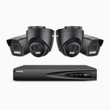 AH500 - 3K 4 Channel PoE Security System with 2 Bullet & 2 Turret Cameras, Colour & IR Night Vision, 3072*1728 Resolution, f/1.6 Aperture (0.005 Lux), Human & Vehicle Detection, Built-in Microphone, IP67