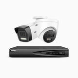 AH500 - 3K 4 Channel PoE Security System with 1 Bullet & 1 Turret Cameras, Colour & IR Night Vision, 3072*1728 Resolution, f/1.6 Aperture (0.005 Lux), Human & Vehicle Detection, Built-in Microphone, IP67