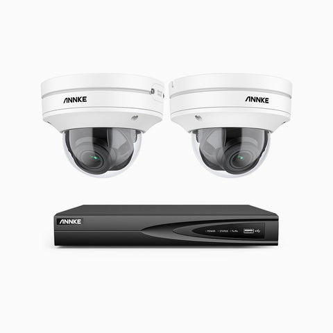 AZH800 - 4K 4 Channel 2 Cameras PoE Security System, 4X Optical Zoom, 130 ft Starlight Night Vision, Smart Detection, IK10 & IP67