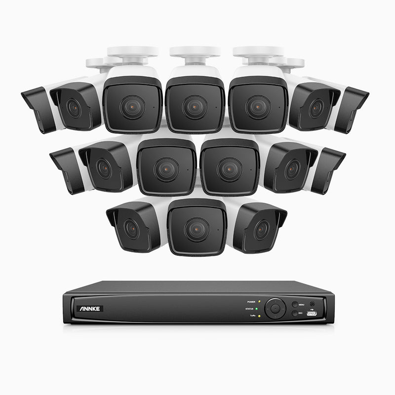 H500 - 5MP 16 Channel 16 Cameras PoE Security CCTV System, EXIR 2.0 Night Vision, Built-in Mic & SD Card Slot, RTSP Supported, Works with Alexa, IP67