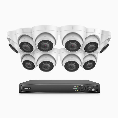 H500 - 5MP 16 Channel 10 Cameras PoE Security CCTV System, EXIR 2.0 Night Vision, Built-in Mic & SD Card Slot, RTSP Supported, Works with Alexa, IP67