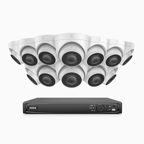H500 - 5MP 16 Channel 12 Cameras PoE Security CCTV System, EXIR 2.0 Night Vision, Built-in Mic & SD Card Slot, RTSP Supported, Works with Alexa, IP67