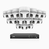 FDH600 - 16 Channel PoE Security System with 16 Dual Lens Cameras, 6MP Resolution, 180° Ultra Wide Angle, f/1.2 Super Aperture, Built-in Microphone, Active Siren & Alarm, Human & Vehicle Detection, 2-Way Audio