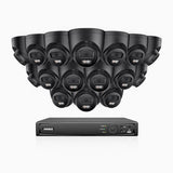 AH500 - 3K 16 Channel 16 Cameras PoE Security System, Colour & IR Night Vision, 3072*1728 Resolution, f/1.6 Aperture (0.005 Lux), Human & Vehicle Detection, Built-in Microphone, IP67