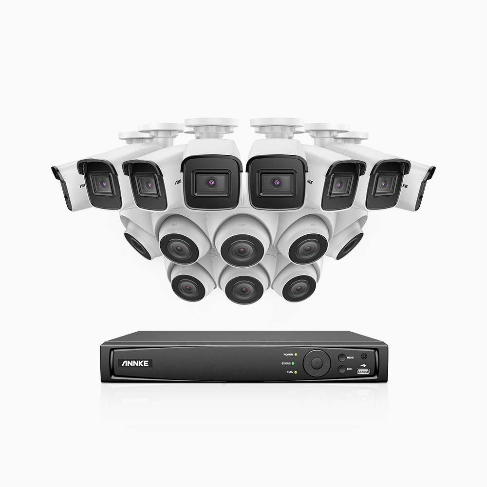 H800 - 4K 16 Channel PoE Security CCTV System with 8 Bullet & 8 Turret Cameras, Human & Vehicle Detection, Colour & IR Night Vision, Built-in Mic, RTSP Supported