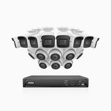 H800 - 4K 16 Channel PoE Security CCTV System with 8 Bullet & 8 Turret Cameras, Human & Vehicle Detection, Colour & IR Night Vision, Built-in Mic, RTSP Supported