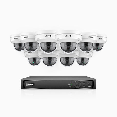 AZH800 - 4K 16 Channel 10 Cameras PoE Security System, 4X Optical Zoom, 130 ft Starlight Night Vision, Smart Detection, IK10 & IP67