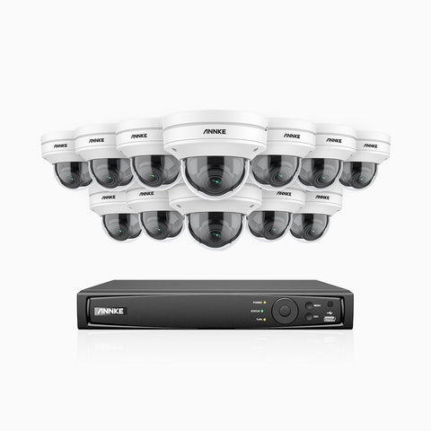 AZH800 - 4K 16 Channel 12 Cameras PoE Security System, 4X Optical Zoom, 130 ft Starlight Night Vision, Smart Detection, IK10 & IP67
