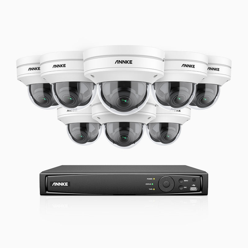 AZH800 - 4K 16 Channel 8 Cameras PoE Security System, 4X Optical Zoom, 130 ft Starlight Night Vision, Smart Detection, IK10 & IP67