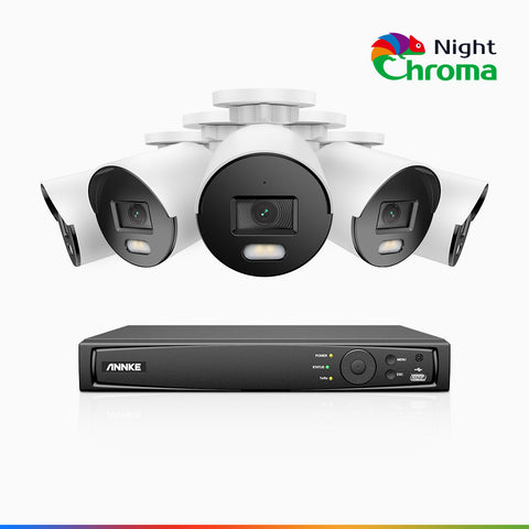 NightChroma<sup>TM</sup> NCK400 - 4MP 8 Channel 5 Cameras Acme Colour Night Vision PoE CCTV System, f/1.0 Super Aperture, Active Alignment, Built-in Mic & SD Card Slot