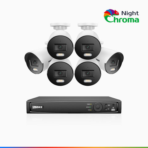 NightChroma<sup>TM</sup> NCK400 - 4MP 8 Channel 6 Cameras Acme Colour Night Vision PoE CCTV System, f/1.0 Super Aperture, Active Alignment, Built-in Mic & SD Card Slot