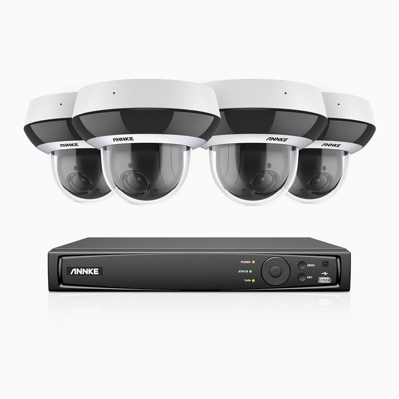 HCZ400 - 8 Channel 4 Camera PTZ PoE Security System, 4MP Super HD, 4X Optical Zoom, IK10 & IP67, 2.8-12 mm Lens, Intelligent Behavior Analysis, Colour Night Vision & Anti-Fog