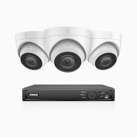 H500 - 5MP 8 Channel 3 Cameras PoE Security CCTV System, EXIR 2.0 Night Vision, Built-in Mic & SD Card Slot, RTSP Supported, Works with Alexa, IP67