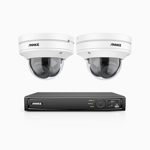 AZH800 - 4K 8 Channel 2 Cameras PoE Security System, 4X Optical Zoom, 130 ft Starlight Night Vision, Smart Detection, IK10 & IP67