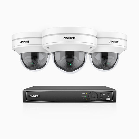 AZH800 - 4K 8 Channel 3 Cameras PoE Security System, 4X Optical Zoom, 130 ft Starlight Night Vision, Smart Detection, IK10 & IP67