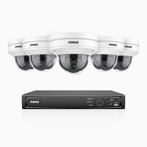 AZH800 - 4K 8 Channel 5 Cameras PoE Security System, 4X Optical Zoom, 130 ft Starlight Night Vision, Smart Detection, IK10 & IP67